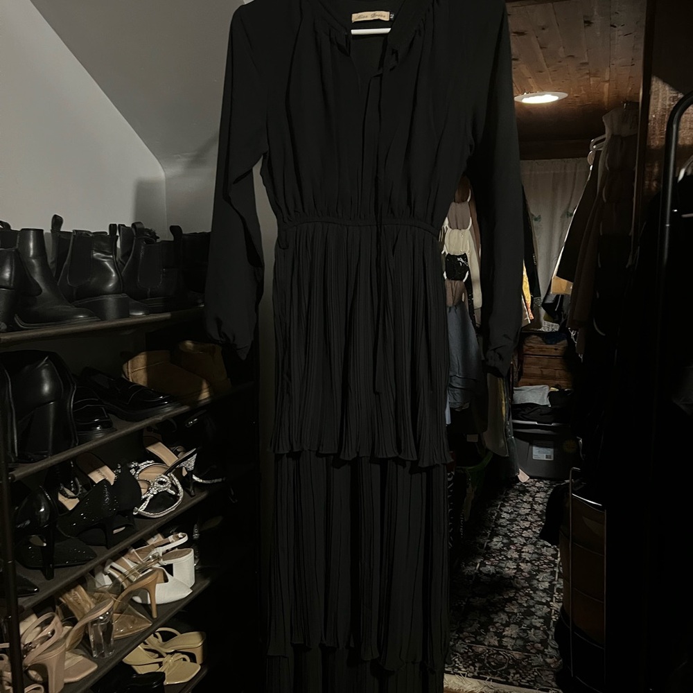 Black Modest Tiered Ruffle Hijabi Dress SIZE 46